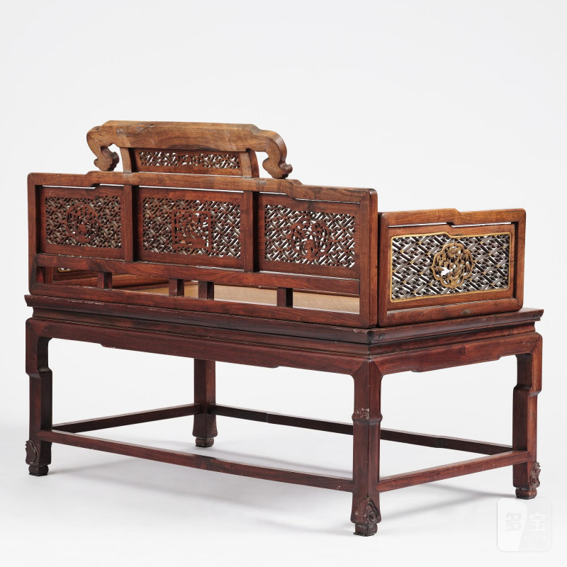 A Chinese hardwood throne chair/day bed, - 图6